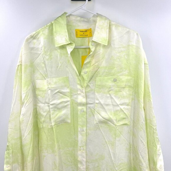 NWT Everlane x Marques Almeida Tie-Dye Satin Seafoam Button Down Tunic Shirt L - Picture 4 of 9